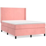  Krevet s oprugama i madracem ružičasti 140x190 cm baršunasti | shoptok.hr