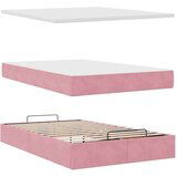 vidaXL Otomanski posteljni okvir z vzmetnicami roza 120x200cm žamet, (21610280) | Shoptok.si