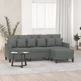 vidaXL Kavč trosed s stolčkom za noge temno siv 180 cm blago Cene