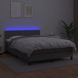  Krevet box spring s madracem LED sivi 140x200cm od umjetne kože | shoptok.hr
