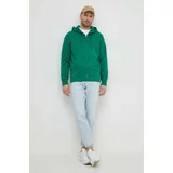 United Colors Of Benetton Bombažen pulover moška, zelena barva, s kapuco