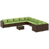 11-dijelni set vrtnih sofa od poliratana s jastucima smeđi | shoptok.hr