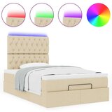  Otomanski okvir kreveta s madraca krem 120x190 cm od tkanine | shoptok.hr
