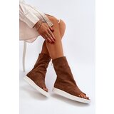 Zazoo Brown Women's Suede Sandals with Upper 3441 | Shoptok.si