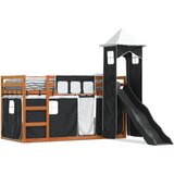 The Living Store Pograd s toboganom in zavesami bel in črn 90x190 cm - Pograd, (21488148) | Shoptok.si
