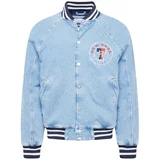Tommy Jeans Prijelazna jakna morsko plava / plavi traper / narančasto crvena / bijela