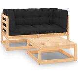 Maison Chic Seti vrtnega pohištva - Vrtna garnitura - Vrtni pohištvo set 3-delna z blazinami trdna borovina, (21817602) | Shoptok.si