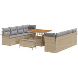 11-dijelni vrtni set sofasa s jastučićima bež poli ratan akacija sofa za 2 osobe u vrtu s skladištem i jastučićima bež poli rat | shoptok.hr