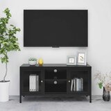 ormarić crni 105 x 35 x 52 cm od čelika i stakla | shoptok.hr