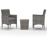 vidaXL 3-dijelni bistro set od poliratana i bagremovog drva sivi | shoptok.hr