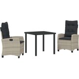 vidaXL set od 3 dijela za blagovanje s jastučićima svjetlosive boje od poli ratana | shoptok.hr