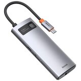 Baseus Metal Gleam Series 6-in-1 Multifunctional Type-C HUB Docking Station Gray(Type-C to HDMI+USB3.0*3+PD+RJ45) | Eponuda.ba