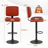 Costway Komplet oblazinjenih barskih stolčkov, vrtljivi barski stolček, 2 kosa, (5000331393) | Shoptok.si
