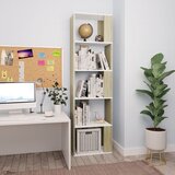 Furnova Knjižna omara/paravan bela in sonoma hrast 45x24x159 cm, (21933281) | Shoptok.si