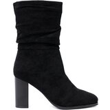 Shelvt Black ankle boots with a ruffled upper Cene