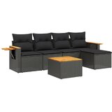  6-dijelni set vrtnih sofa s jastucima crni od poliratana | shoptok.hr