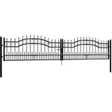 vidaXL Vrata za ograjo s suličastim vrhom črna 406x120 cm prašno jeklo | Shoptok.si