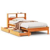  Knjižna postelja brez vzmetnice vošč. rjava 100x200 cm borovina, (21609828) | Shoptok.si