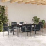 vidaXL Set 4 Črna, svetlo siva PE ratan, pena, blago 54 x 60.5 x 83.5 cm | Shoptok.si