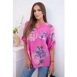 Kesi Włoski Women's cotton blouse with a floral pattern pink Cijene