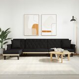 vidaXL Raztegljiv kavč L oblike črn 271x140x70 cm žamet Cene