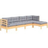  Vrtna sedežna garnitura 5-delna s sivimi blazinami borovina, (20973310) | Shoptok.si