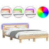  The Living Store Posteljni okvir z vzglavjem in LED sonoma hrast 140x200 cm - Posteljni Okvir, (21530825) | Shoptok.si