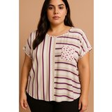 Fenzy Plus Size Top S Prugastim Printom, Bež u