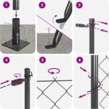 vidaXL Ograja iz verige s 7 flanged stebrički 1x10 m Galvanizirano jeklo | Shoptok.si