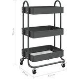 Kolica s 3 razine antracit 43 x 34 x 79 cm čelična | shoptok.hr