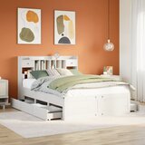 vidaXL Krevet s regalom z knjige bez madraca bijeli 140x190cm borovina Cijene