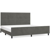 The Living Store Posteljni okvir z vzglavjem temno siv 200x200 cm žamet - Posteljni Okvir Z Vzglavjem, (21491166) | Shoptok.si