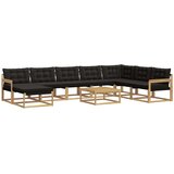  Set vanjskih sofa 9 kom. Bijela i crna Čvrsto drvo akacije | shoptok.hr