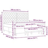  Postelja z vzmetnico z vzmetnico Temno modra 200 x 200 cm Žamet, (5000043844) | Shoptok.si