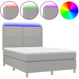  box spring s madracem LED svjetlosivi 140x200 cm tkanina | shoptok.hr