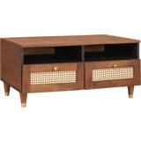 vidaXL Klubske mizice Rjava 80 x 54 x 40 cm Trska in masivno mango les | Shoptok.si