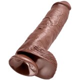 King Cock 11 - veliki, testikularni dildo (28 cm) - smeđi | shoptok.hr