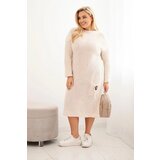 Kesi Włoski Plus Size women's oversized mohair sweater dress with a pocket beige | Shoptok.si
