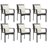  7-dijelni vrtni blagovaonski set s jastucima crni od poliratana Crna Dužina stola 190 cm | Shoptok.si