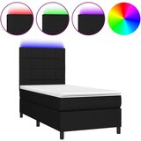 vidaXL Box spring postelja z vzmetnico LED črna 80x200 cm blago, (20846848) Cene