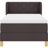 vidaXL Postelja s podnožjem z vzmetnico Temno rjava 90x190 cm Tkanina, (22052433) | Shoptok.si