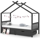 Maison Chic Otroška postelja - Otroški ležaj - Otroški posteljni okvir s predali temno siva borovina 90x200 cm, (21698319) | Shoptok.si