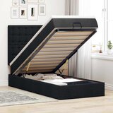  Otomanski okvir kreveta s madraca crni 90x190cm od tkanine | shoptok.hr
