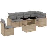 Maison Chic Seti vrtnega pohištva - Vrtna garnitura - Vrtni pohištvo set 7-delna z blazinami bež poli ratan, (21805031) | Shoptok.si