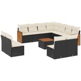  The Living Store Vrtna sedežna garnitura 12-delna z blazinami črn poli ratan - Vrtna Sedežna Garniture, (21443509) | Shoptok.si