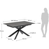 Kave Home Proširiv blagovaonski stol s dodatnom pločom s keramičkom daskom 90x160 cm Atminda – | shoptok.hr