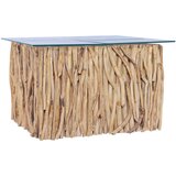 vidaXL Klubska mizica s stekleno površino 66x66x40 cm trdna tikovina, (20715822) Cene