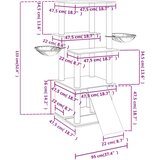 vidaXL Mačje drevo s praskalniki iz sisala krem 133 cm | Shoptok.si