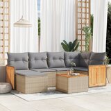 Maison Chic Seti vrtnega pohištva - Vrtna garnitura - Vrtni pohištvo set 7-delna z blazinami bež poli ratan, (21803131) | Shoptok.si
