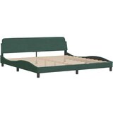  Postelja z vzmetnico temno zelena 200x200 cm žamet | Shoptok.si